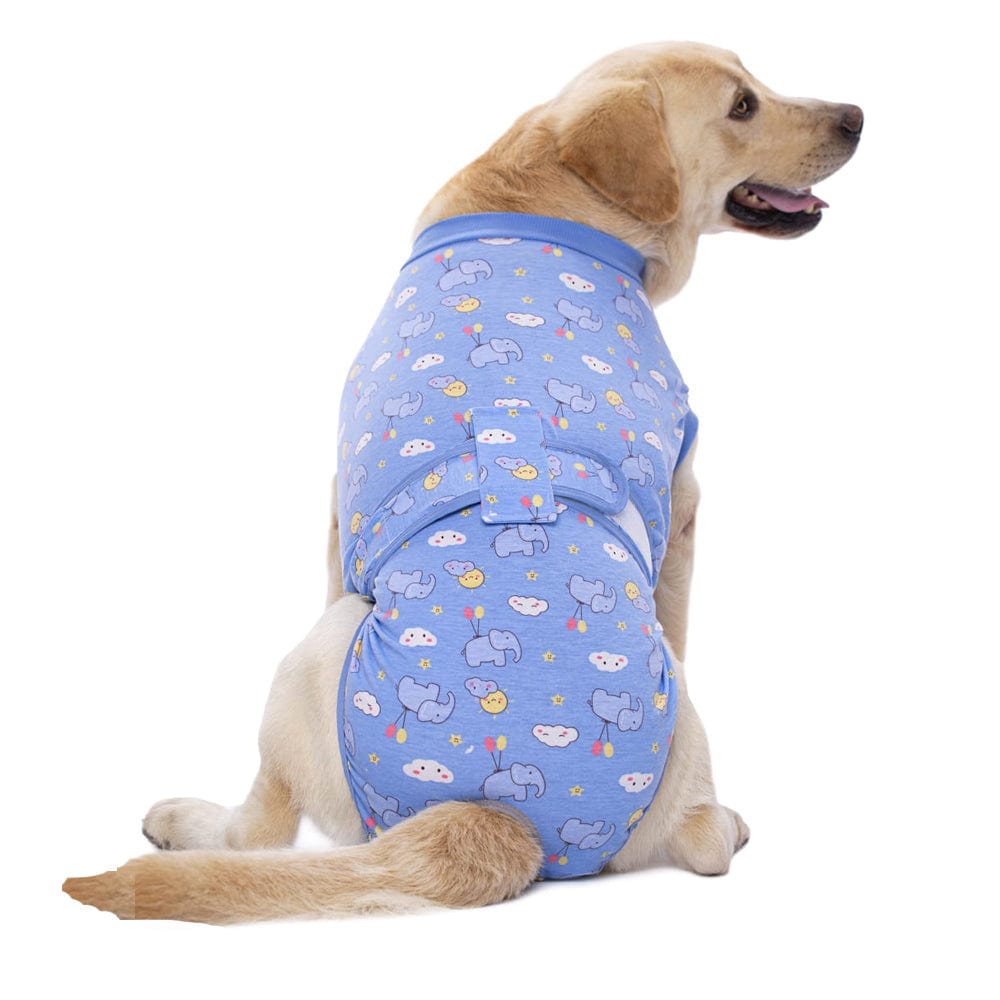 KUTKUT Large Dog Recovery Onsie,Pet Recovery Suit Doggy Bodysuits for Abdominal Wounds, Soft & Breathable Anti Licking Dogs Onesie, Cone E-Collar Alternative for Skin Damage (Blue)-Clothing-kutkutstyle