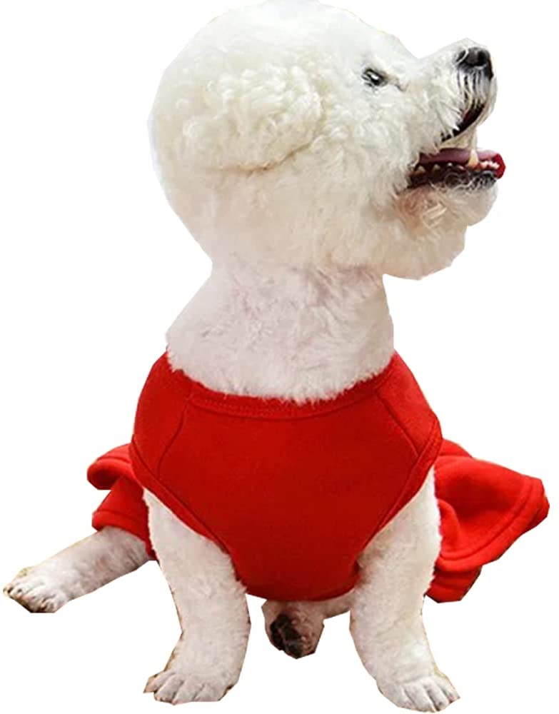 KUTKUT Lollypop Print Fashion Warm Frock for Puppy & Small Dog | Fleece Dress for Small Dogs | Cute Sleeveless Princess Dog Apparel For Shih Tzu, Yorkie, Pug, Maltese etc. (Red)-Clothing-kutkutstyle