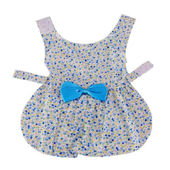 KUTKUT Lovely Floral Small Pet Frock | Ribbon Skirt for Small Dogs | Summer Clothing for Shih Tzu, Maltese, Yorkie Dog Wedding Dress (Blue) - kutkutstyle
