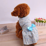 KUTKUT Lovely Floral Small Pet Frock | Ribbon Skirt for Small Dogs | Summer Clothing for Shih Tzu, Maltese, Yorkie Dog Wedding Dress (Blue) - kutkutstyle