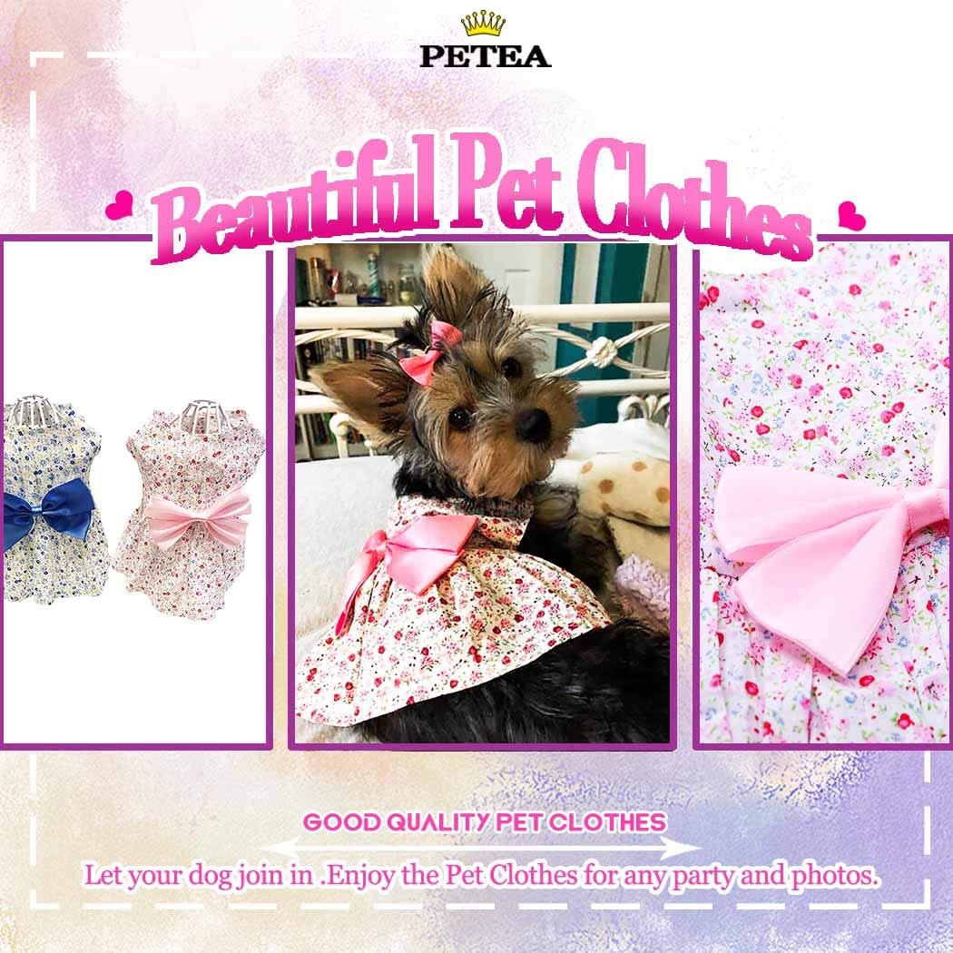 KUTKUT Lovely Floral Small Pet Frock | Ribbon Skirt for Small Dogs | Summer Clothing for Shih Tzu, Maltese, Yorkie Dog Wedding Dress (Pink) - kutkutstyle