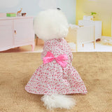 KUTKUT Lovely Floral Small Pet Frock | Ribbon Skirt for Small Dogs | Summer Clothing for Shih Tzu, Maltese, Yorkie Dog Wedding Dress (Pink)-Clothing-kutkutstyle
