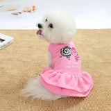 KUTKUT Lovely Print Fashion Frock for Small Dog | Fleece Dress for Puppy | Cute Sleeveless Princess Dog Apparel for Shih Tzu, Yorkie, Pug, Maltese etc. (Pink) - kutkutstyle