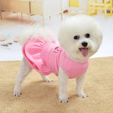 KUTKUT Lovely Print Fashion Frock for Small Dog | Fleece Dress for Puppy | Cute Sleeveless Princess Dog Apparel for Shih Tzu, Yorkie, Pug, Maltese etc. (Pink) - kutkutstyle