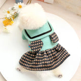 KUTKUT Newest Cute Princess Style Warm Dress for Small Dogs | Bear Ears Woolen Fabric Dog Skirt for Shish Tzu, Pug, Poodle etc ( Green) - kutkutstyle