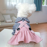 KUTKUT Plaid Collar Button Décor Skirt Dress for Small Dogs | Comfortable Pet Dog and Cat Skirt Clothes for Small Dogs Paillons, Yoriki, Maltese ( Pink)…-Clothing-kutkutstyle