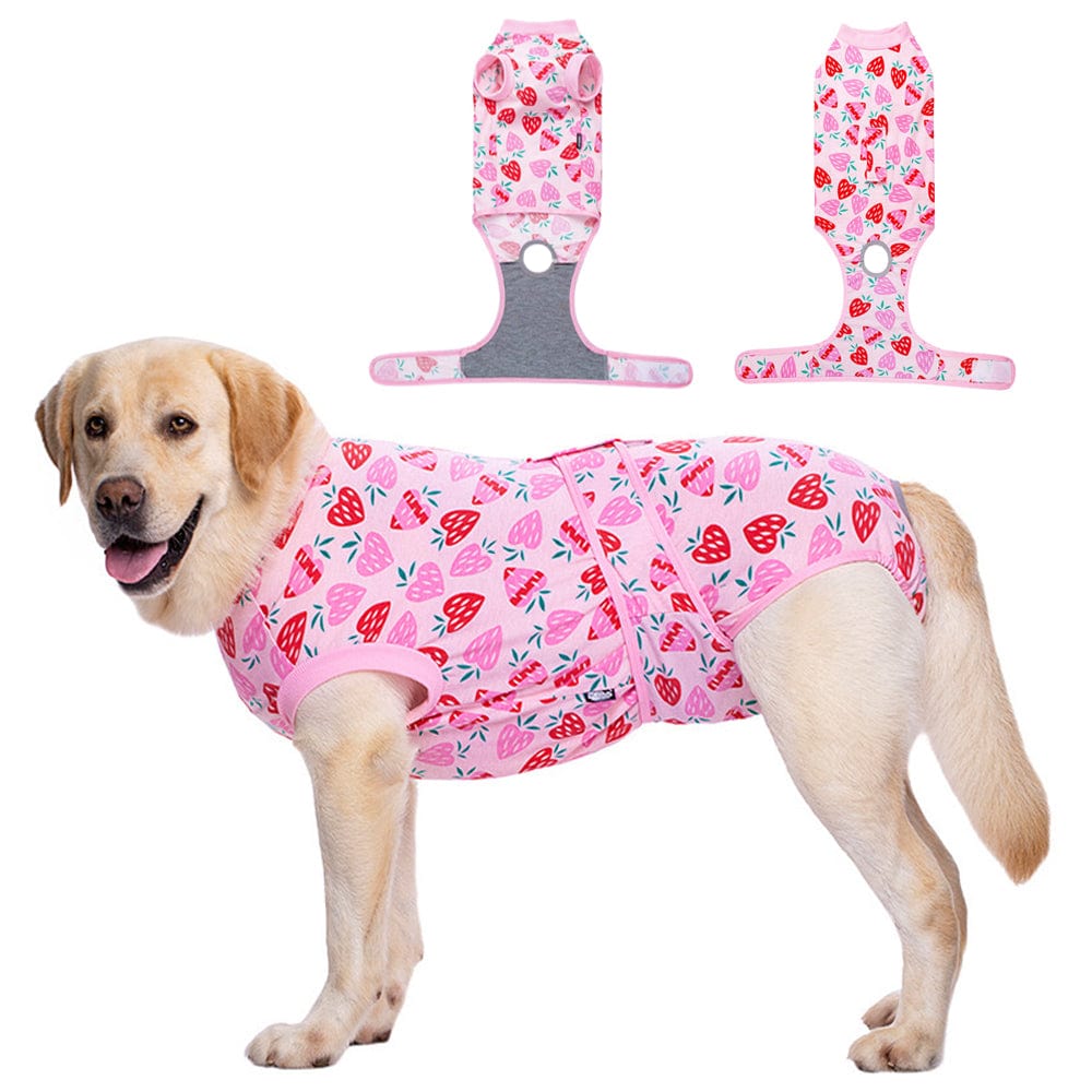 KUTKUT Recovery Suit for Dogs Cats After Surgery, Professional Pet Recovery Shirt Dog Abdominal Wounds Bandages, Substitute E-Collar & Cone, Prevent Licking Small Dog Onesies (Pink)-Clothing-kutkutstyle