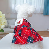 KUTKUT Red Plaid Sailor Collar Button Decor Dress for Small Dogs | Cute Skirt Dress for Puppy, Cats & Dogs for Pomeranian, Paillons, Yoriki, Maltese etc (Red)-Clothing-kutkutstyle