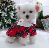 KUTKUT Red Plaid Sailor Collar Button Decor Dress for Small Dogs | Cute Skirt Dress for Puppy, Cats & Dogs for Pomeranian, Paillons, Yoriki, Maltese etc (Red)-Clothing-kutkutstyle