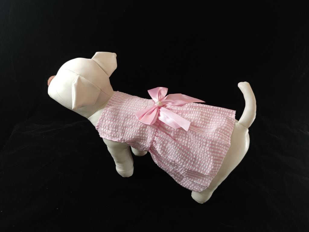 KUTKUT Small Dog Dress Girl Puppy Clothes Female Princess Tutu Striped Skirt Summer Shirt for Shih tzu, Maltese Cat Pet Apparel Outfits  ( Pink) - kutkutstyle