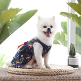 KUTKUT Small Dog Dress Hawaiian Shirts Skirt, Pet Frocks Princess Dresses Outfits, Puppy Sleeveless Breathable Cool Vest Summer Apparel for Small Dogs Cats Maltese, Yoriki  (Blue) - kutkutsty