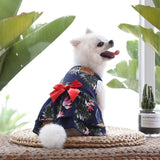 KUTKUT Small Dog Dress Hawaiian Shirts Skirt, Pet Frocks Princess Dresses Outfits, Puppy Sleeveless Breathable Cool Vest Summer Apparel for Small Dogs Cats Maltese, Yoriki  (Blue) - kutkutsty