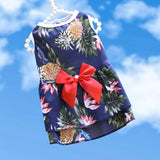 KUTKUT Small Dog Dress Hawaiian Shirts Skirt, Pet Frocks Princess Dresses Outfits, Puppy Sleeveless Breathable Cool Vest Summer Apparel for Small Dogs Cats Maltese, Yoriki  (Blue) - kutkutsty