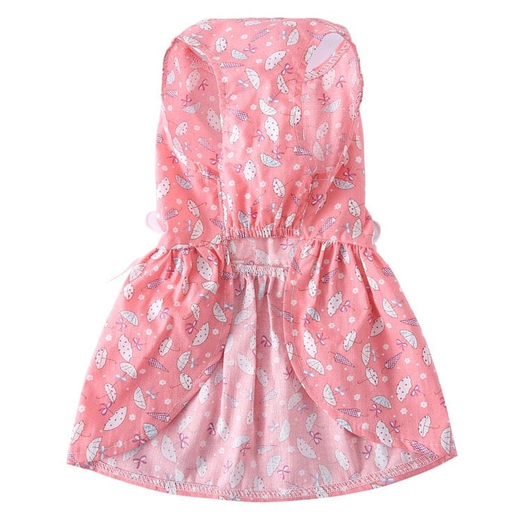 KUTKUT Small Dog Dress - Umbrellas Print Small Dog Dress Puppy Dress Dog Cloth, Sleeveless Summer Clothes Cute Dog Apparel for Small Dog Girls ( Pink ) - kutkutstyle