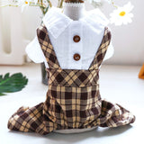 KUTKUT Small Dog Formal Bodysuit Pet Clothes Dog Shirts Stylish Plaid Dog Jumpsuit Adorable Pet Rompers Outfit for Puppy Cat . - kutkutstyle