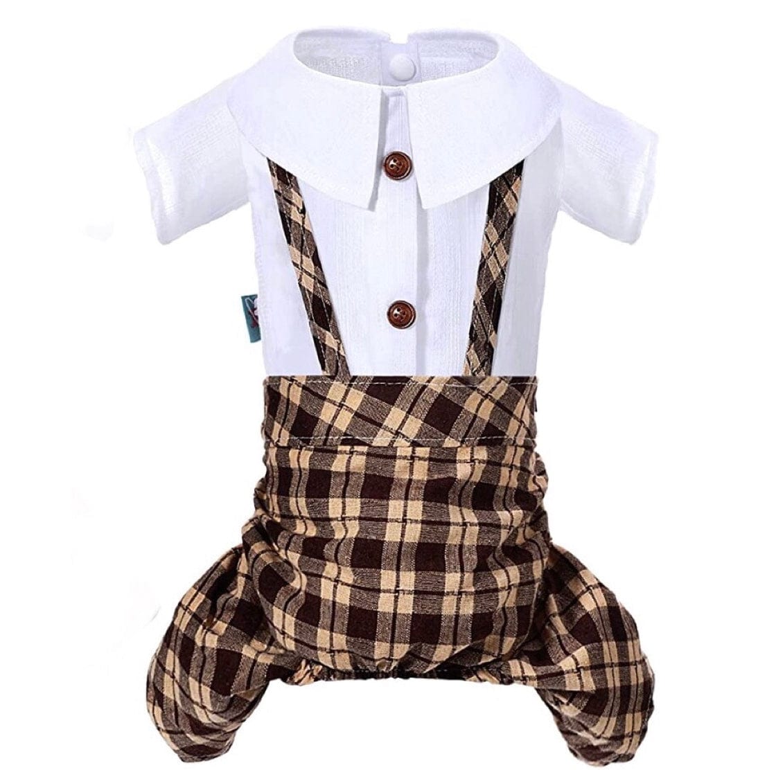 KUTKUT Small Dog Formal Bodysuit Pet Clothes Dog Shirts Stylish Plaid Dog Jumpsuit Adorable Pet Rompers Outfit for Puppy Cat . - kutkutstyle