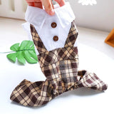 KUTKUT Small Dog Formal Bodysuit Pet Clothes Dog Shirts Stylish Plaid Dog Jumpsuit Adorable Pet Rompers Outfit for Puppy Cat . - kutkutstyle