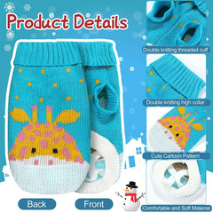 KUTKUT Small Dog Knitted Warm Winter Puppy Kitten Cat Sweater, Cute Strawberry Doggie Sweater for Small Dogs Girls Boys (Blue) - kutkutstyle