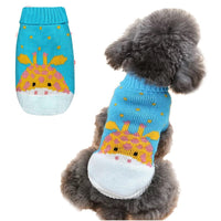 KUTKUT Small Dog Knitted Warm Winter Puppy Kitten Cat Sweater, Cute Strawberry Doggie Sweater for Small Dogs Girls Boys (Blue) - kutkutstyle