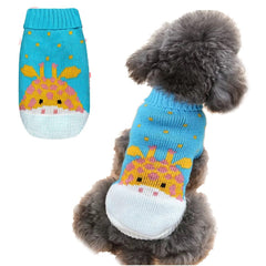 KUTKUT Small Dog Knitted Warm Winter Puppy Kitten Cat Sweater, Cute Strawberry Doggie Sweater for Small Dogs Girls Boys (Blue) - kutkutstyle