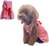 KUTKUT Stripe Dress for Small Dog Girl Puppy Clothes Female Princess Tutu Frock Skirt Summer Shirt for Shih Tzu, Maltese Cat Pet Apparel Outfits ( Red ) - kutkutstyle