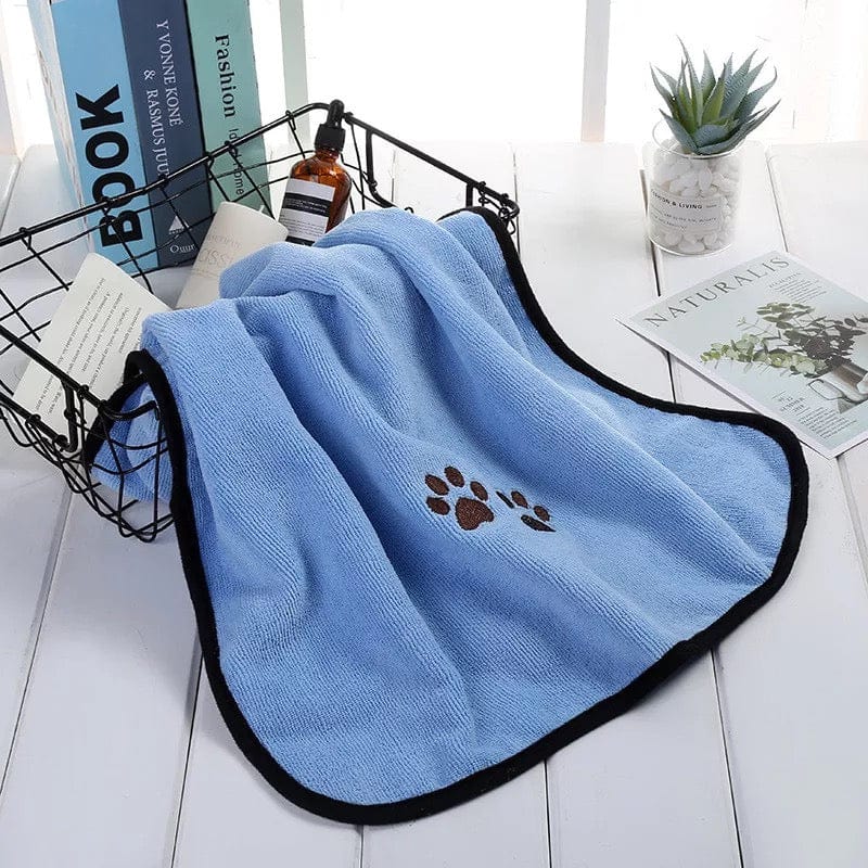 KUTKUT Super Absorbent Luxury Microfiber Dog Towel | Embroidered Pet Ultra Drying Towel | Quick Drying Beach Towel for Small, Medium, Large Dogs and Cats (Blue)-Clothing-kutkutstyle