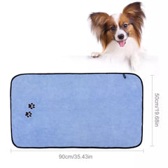 KUTKUT Super Absorbent Luxury Microfiber Dog Towel | Embroidered Pet Ultra Drying Towel | Quick Drying Beach Towel for Small, Medium, Large Dogs and Cats (Blue) - kutkutstyle