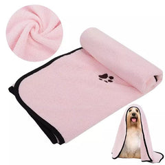 KUTKUT Super Absorbent Luxury Microfiber Dog Towel | Embroidered Pet Ultra Drying Towel | Quick Drying Beach Towel for Small, Medium, Large Dogs and Cats (Pink) - kutkutstyle