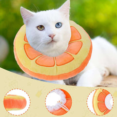KUTKUT 2 Pieces Adjustable Cat Cone Collar Soft Cat Recovery Collar Cute Cat Elizabethan Collars Pet Neck Cone for Kitten and Small Dogs, Orange and Watermelon - kutkutstyle