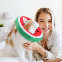 kutkutstyle Collar Harness KUTKUT 2 Pieces Adjustable Cat Cone Collar Soft Cat Recovery Collar Cute Cat Elizabethan Collars Pet Neck Cone for Kitten and Small Dogs, Orange and Watermelon