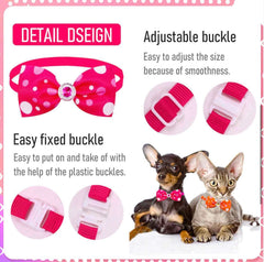 KUTKUT 15Pcs Puppy Collars Adjustable Collars for Small Dog Cat Kitten Bow Tie Puppy Neckties Collars Pet Neck Bows Bulk Pet Bowties Grooming Bowknot for Birthday Holiday - kutkutstyle