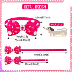 KUTKUT 15Pcs Puppy Collars Adjustable Collars for Small Dog Cat Kitten Bow Tie Puppy Neckties Collars Pet Neck Bows Bulk Pet Bowties Grooming Bowknot for Birthday Holiday - kutkutstyle