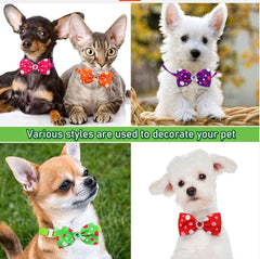 KUTKUT 15Pcs Puppy Collars Adjustable Collars for Small Dog Cat Kitten Bow Tie Puppy Neckties Collars Pet Neck Bows Bulk Pet Bowties Grooming Bowknot for Birthday Holiday - kutkutstyle