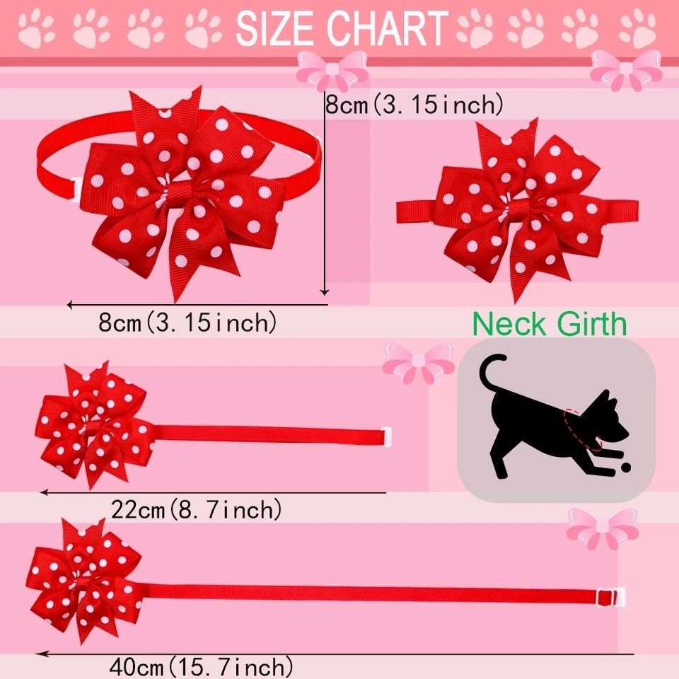 KUTKUT 20Pcs Puppy Collars Adjustable Floral Polka & Solid Collars for Small Dog Cat Bow Tie Puppy Neckties Collars Summer Grooming Bowtie Collar Pet Neck Bows Bulk Pet Bowties (COLOUR MAY BE