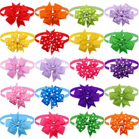 KUTKUT 20Pcs Puppy Collars Adjustable Floral Polka & Solid Collars for Small Dog Cat Bow Tie Puppy Neckties Collars Summer Grooming Bowtie Collar Pet Neck Bows Bulk Pet Bowties (COLOUR MAY BE VARY)-Collar Harness-kutkutstyle