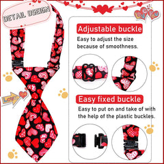 KUTKUT 8Pack Small Dog Ties, Adjustable Pet Bow Ties Heart Pattern for Small Dogs Cats Bowties Puppy Neckties Grooming Bows Festival Photography Holiday Party Valentine Costumes Birthday Gift
