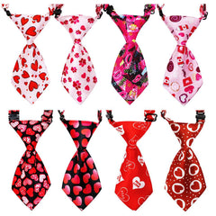 KUTKUT 8Pack Small Dog Ties, Adjustable Pet Bow Ties Heart Pattern for Small Dogs Cats Bowties Puppy Neckties Grooming Bows Festival Photography Holiday Party Valentine Costumes Birthday Gift