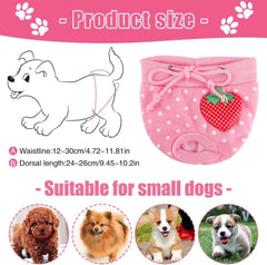 KUTKUT Adorable Reusable Washable Polka Dots Print Dog Female Diapers | Dog Underwear Cover Up Sanitary Panties for Small Medium Female Girl Dogs in Heat Season (Pink) - kutkutstyle