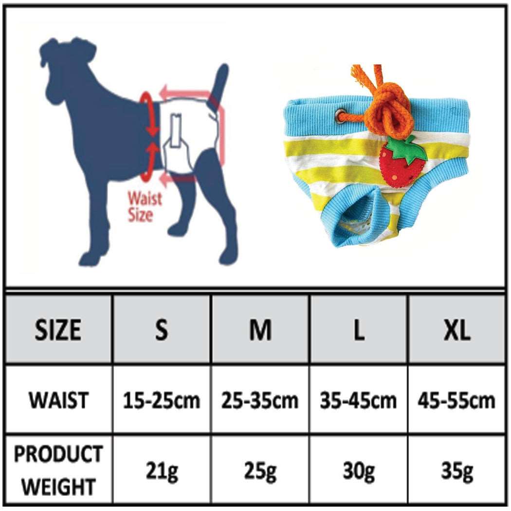 KUTKUT Adorable Reusable Washable Striped Print Dog Female Diapers| Reusable Cover Up Sanitary Panties for Small Female Girl Dogs in Heat Season (Multi) - kutkutstyle