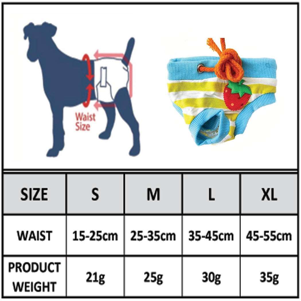 KUTKUT Adorable Reusable Washable Striped Print Dog Female Diapers| Reusable Cover Up Sanitary Panties for Small Female Girl Dogs in Heat Season (Multi)-Diapers-kutkutstyle