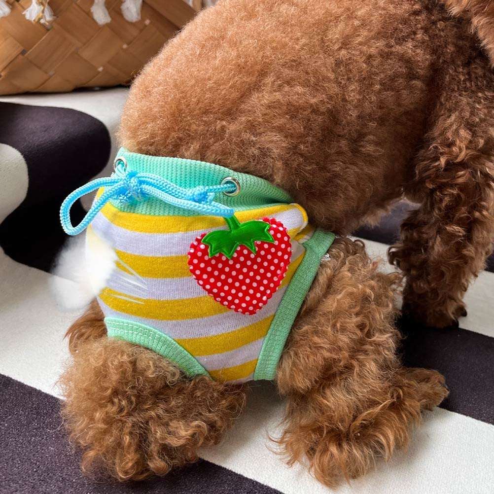 KUTKUT Adorable Reusable Washable Striped Print Dog Female Diapers| Reusable Cover Up Sanitary Panties for Small Female Girl Dogs in Heat Season (Multi) - kutkutstyle