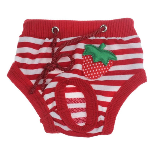 KUTKUT Dog Diapers, Adorable Reusable Washable Striped Print Dog Female Diapers | Doggie Underwear Cover Up Sanitary Panties for Small Female Girl Dogs in Heat Season (Red) - kutkutstyle