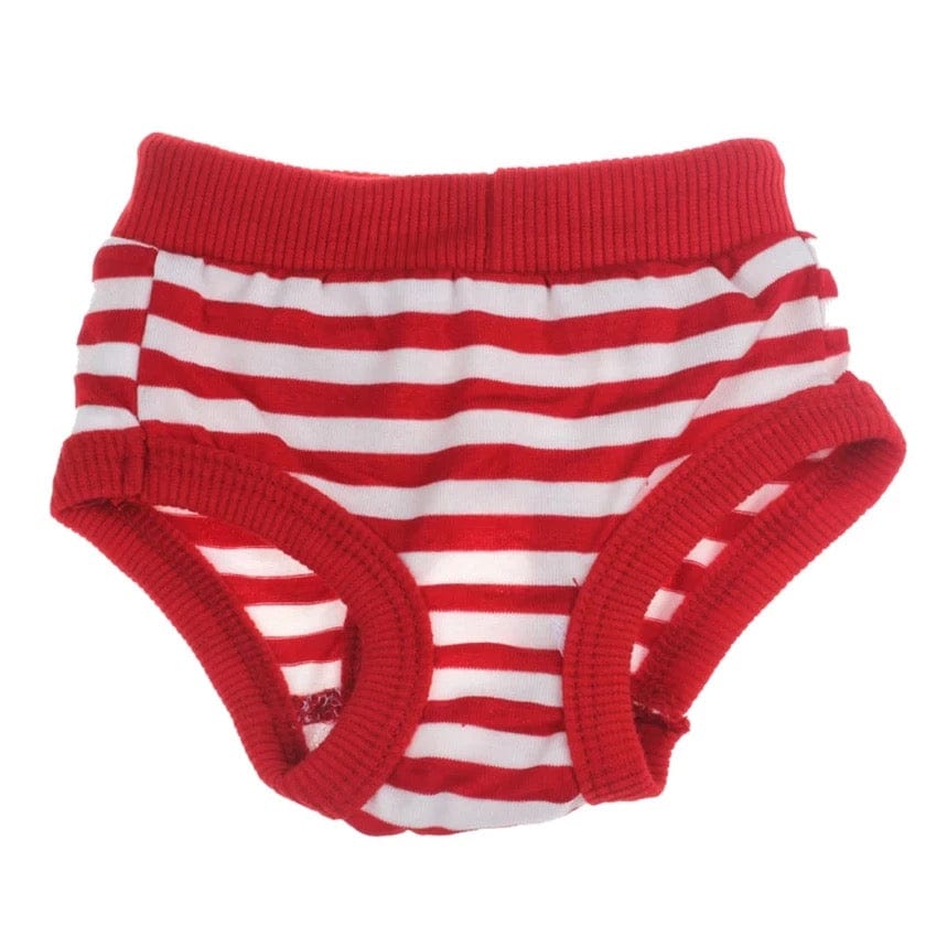 KUTKUT Dog Diapers, Adorable Reusable Washable Striped Print Dog Female Diapers | Doggie Underwear Cover Up Sanitary Panties for Small Female Girl Dogs in Heat Season (Red) - kutkutstyle