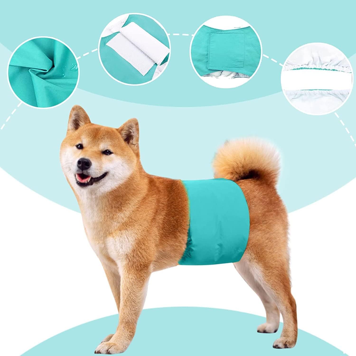 KUTKUT Dog Diapers Male, Reusable Belly Bands for Male Dogs Wraps High
