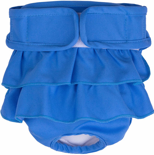KUTKUT Dog Female Diapers, Highly Absorbent Reusable Doggie Diapers, Washable Dog Pant for Dog Period Panties Dresses for Dogs in Heat, Period or Excitable Urination (Blue) - kutkutstyle