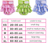 KUTKUT Female Dog Adjustable Diapers Reusable Washable Super Absorbency Leak-Proof Dog Nappie Dresses for Dogs in Heat, Period or Excitable Urination, Sanitary Panties Dress (Blue) - kutkutst