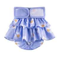 KUTKUT Female Dog Adjustable Diapers Reusable Washable Super Absorbency Leak-Proof Dog Nappie Dresses for Dogs in Heat, Period or Excitable Urination, Sanitary Panties Dress (Blue) - kutkutst