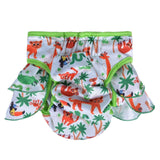 KUTKUT Female Dog Adjustable Diapers Washable Reusable Super Absorbency Leak-Proof Jungle Pattern Dog Nappie for Dogs in Heat, Period or Excitable Urination, Sanitary Panties (Green) - kutkut