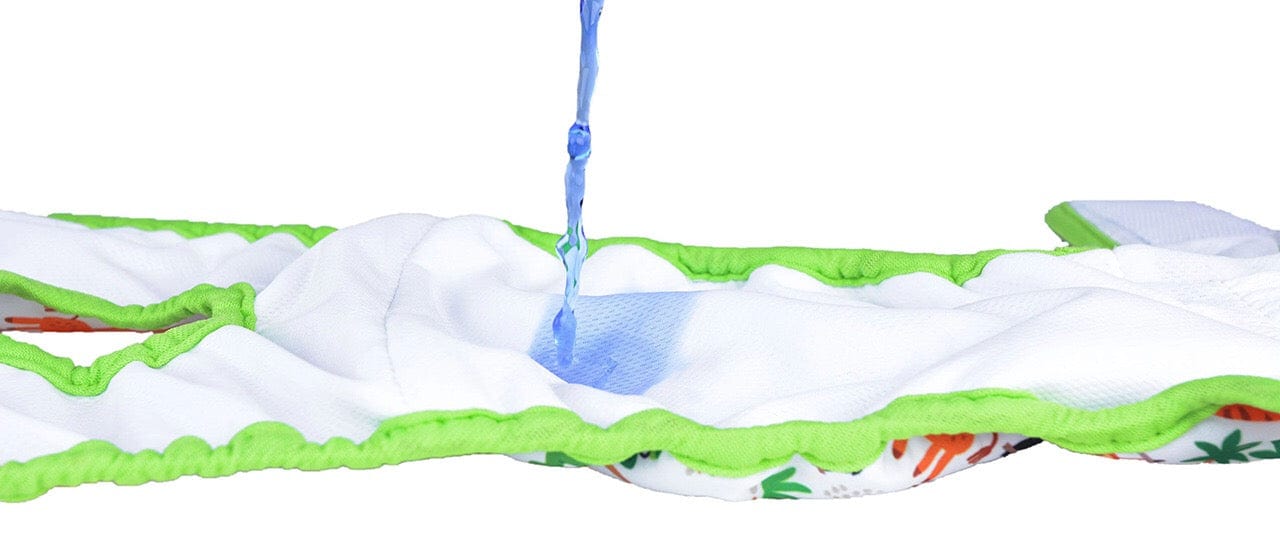 KUTKUT Female Dog Adjustable Diapers Washable Reusable Super Absorbency Leak-Proof Jungle Pattern Dog Nappie for Dogs in Heat, Period or Excitable Urination, Sanitary Panties (Green) - kutkut