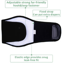KUTKUT Male Dog Diapers, Washable & Reusable Belly Bands for Male Dogs Wraps, Highly Absorbent Upgrade Durable Belly Diapers for Dogs (Black) - kutkutstyle